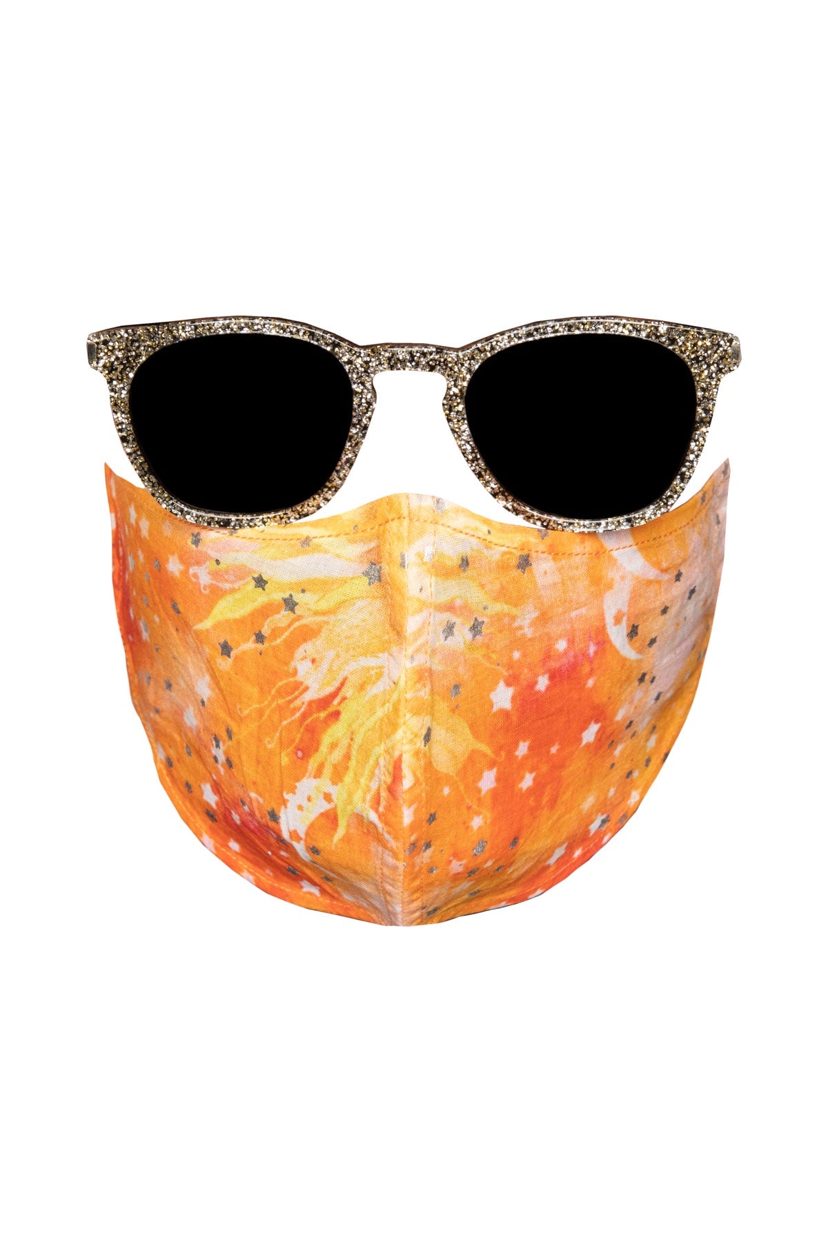 Cotton Face Mask - Orange Sun Print