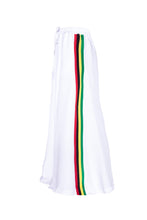 Load image into Gallery viewer, Extra Wide Silk Joggers - White With Rasta Stripes