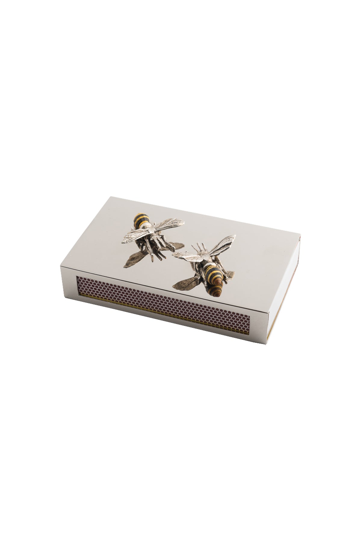 Silver Match Box Cover - Bees