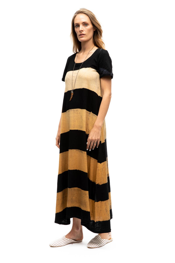 Monoprix Striped Dress - Black & Gold