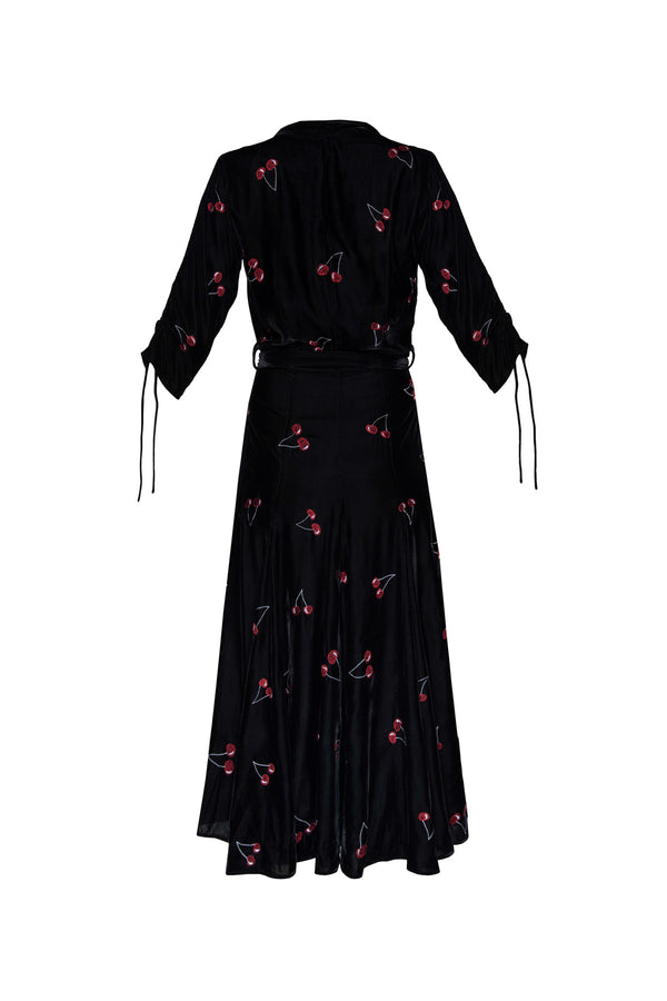 Cherry Bugesha Velvet Dress - Black