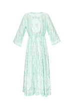 Load image into Gallery viewer, Embroidered Silk Dress With Ties - Light Turquoise