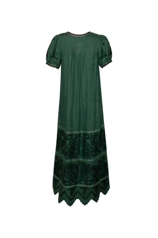 Rushka Embroidered Dress - Green