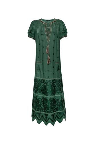 Rushka Embroidered Dress - Green