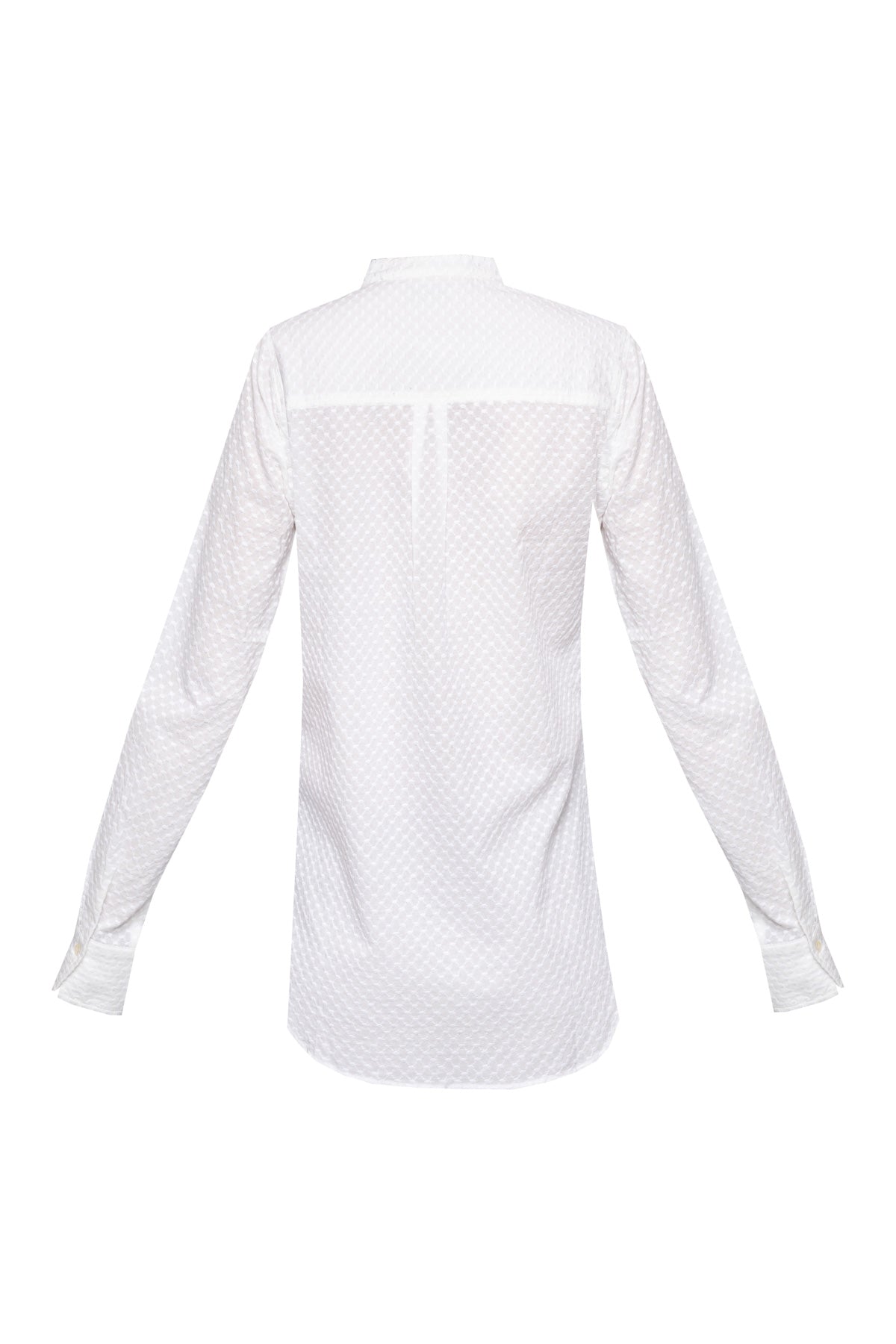 Women's Cotton Shirt - White Embroidered Dots
