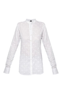 Women's Cotton Shirt - White Embroidered Circles