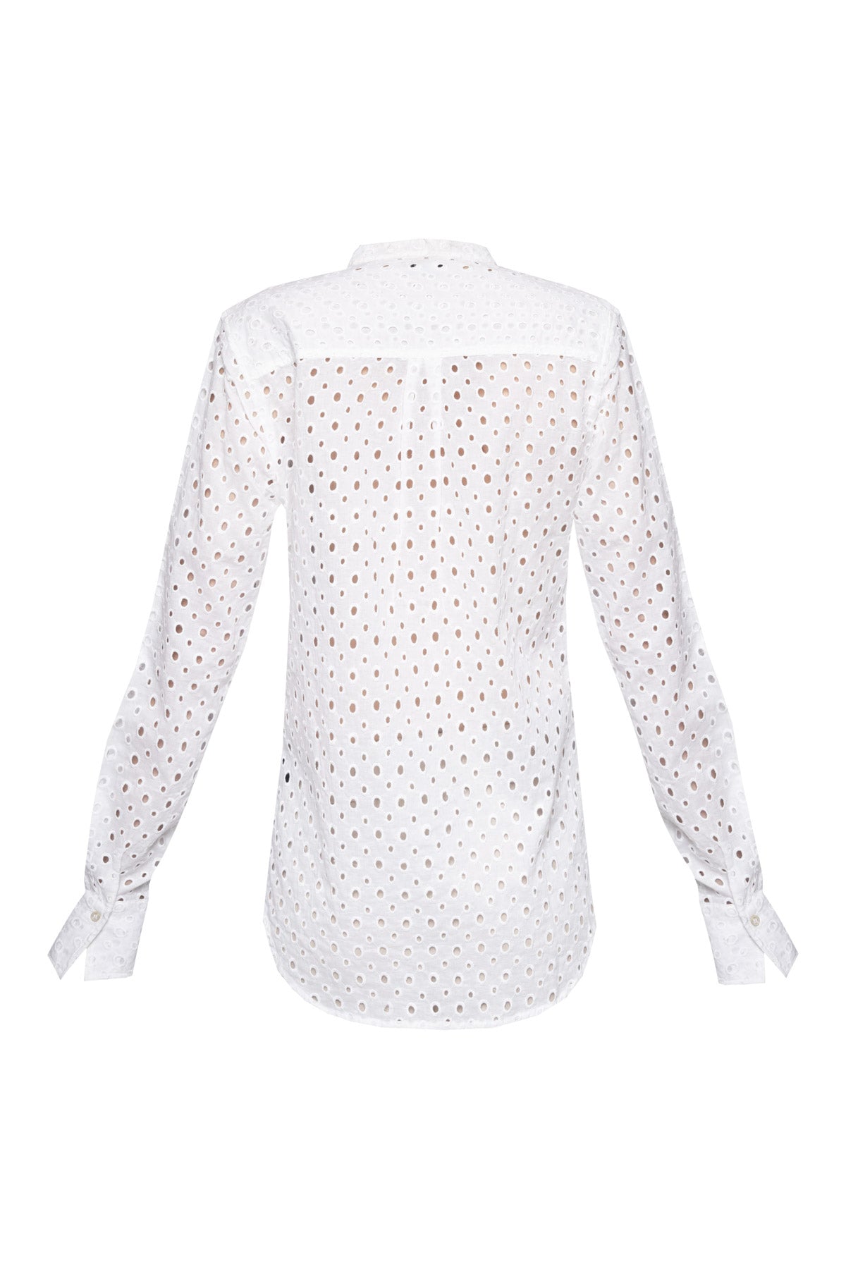 Women's Cotton Shirt - White Cut Out Circles