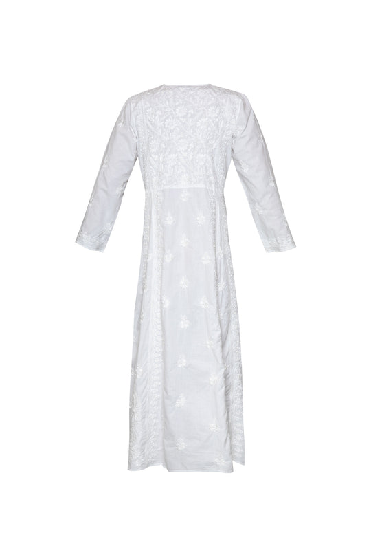 Cotton Embroidered Dress - White