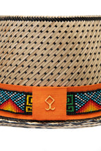 Load image into Gallery viewer, Straw Hat - Beaded Orange, Blue &amp; Black