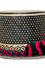 Load image into Gallery viewer, Straw Hat - Dark Green &amp; Pink PomPoms