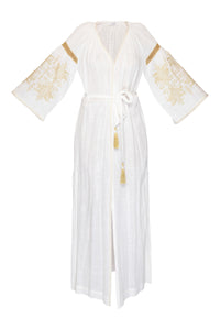 Penelope Embroidered Kaftan - White