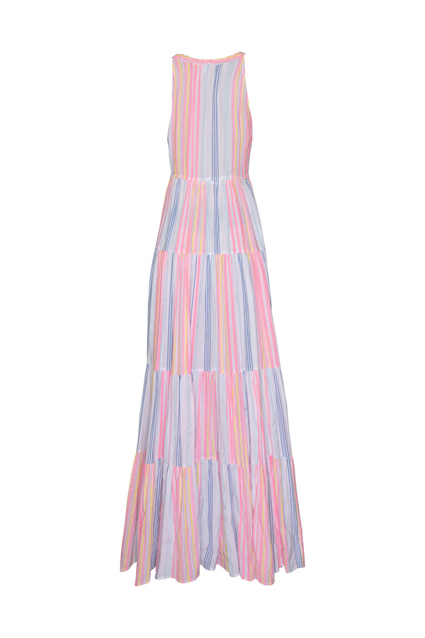 Sleeveless Cotton Sun Dress - Pink Stripes