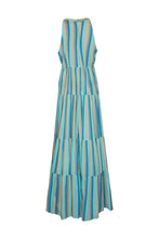 Load image into Gallery viewer, Sleeveless Cotton Sun Dress - Blue Stripes