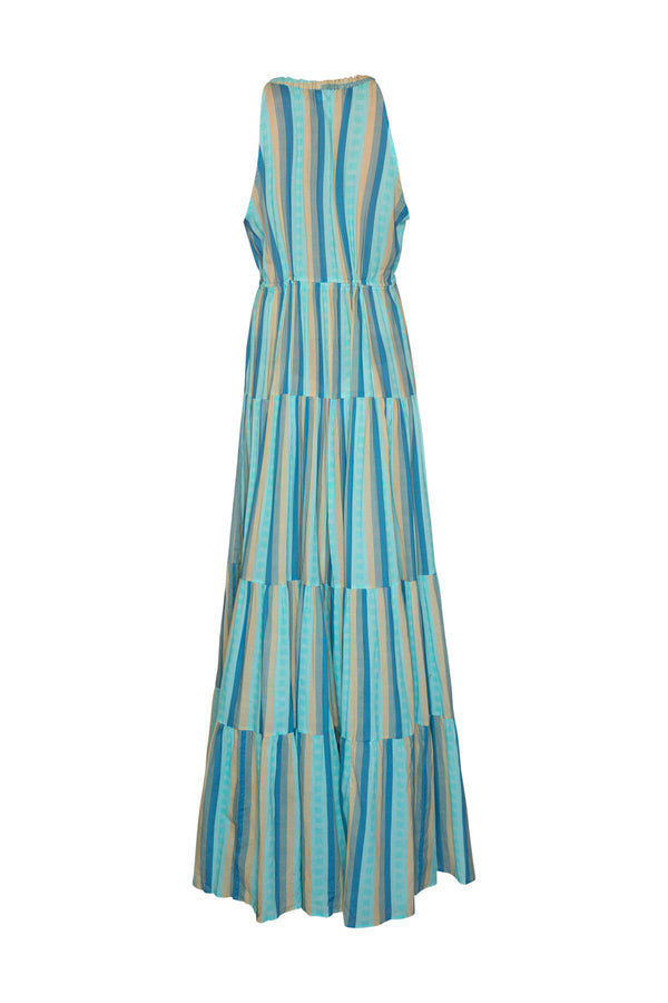 Sleeveless Cotton Sun Dress - Blue Stripes