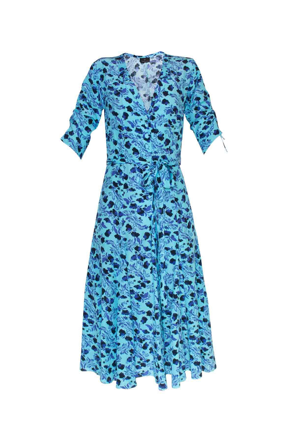 Midi Sleeve Bugesha Dress -  Floral Bluebell