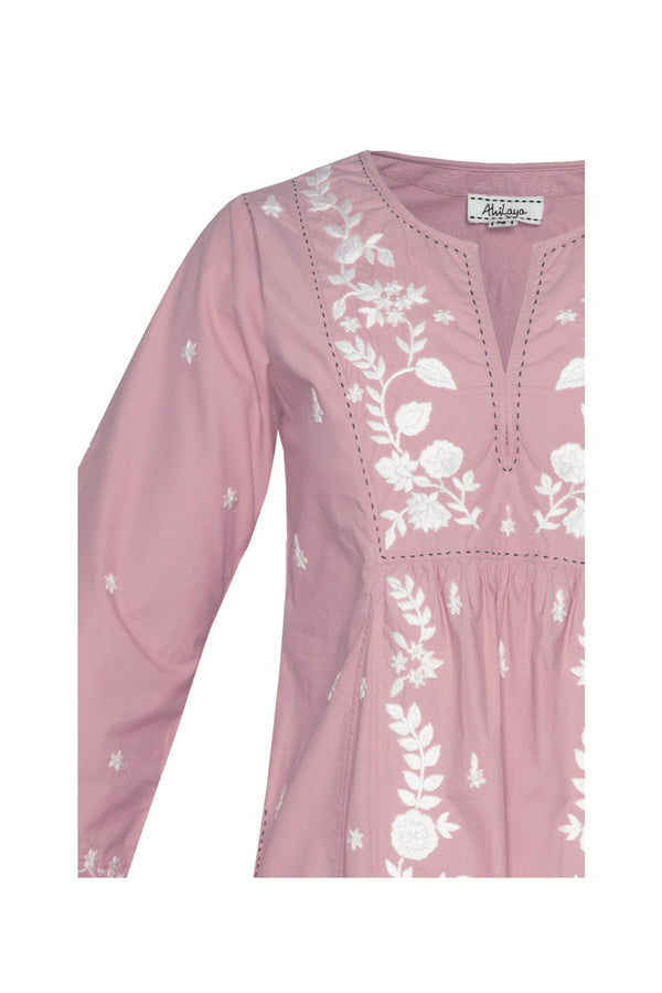Lotus Cotton Embroidered Dress - Attar Of Roses