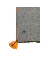 Load image into Gallery viewer, Meditation Shawl - Dark Grey with Green &amp; Yellow Tassels