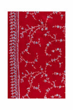 Load image into Gallery viewer, Full Floral Embroidered Pashmina Shawl - Red &amp; Grey