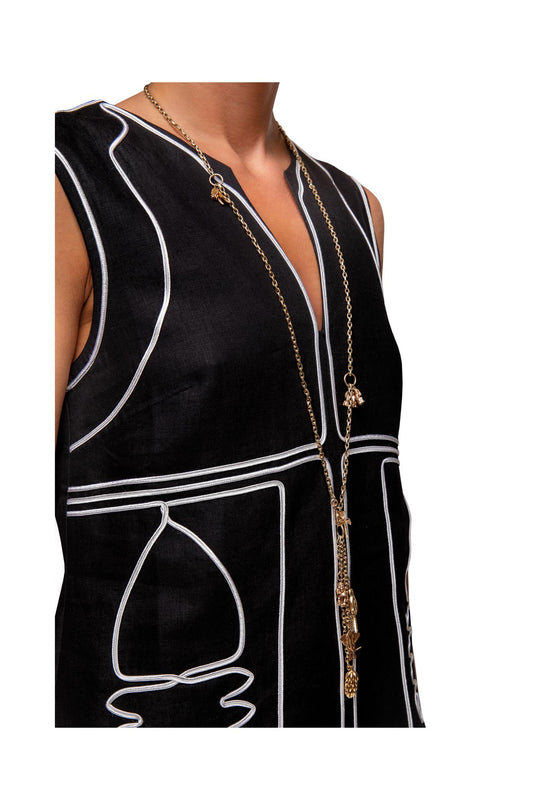 Segouna Embroidered Mini Kaftan - Black