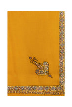 Load image into Gallery viewer, Border Embroidered Cashmere Pashmina Shawl - Mustard