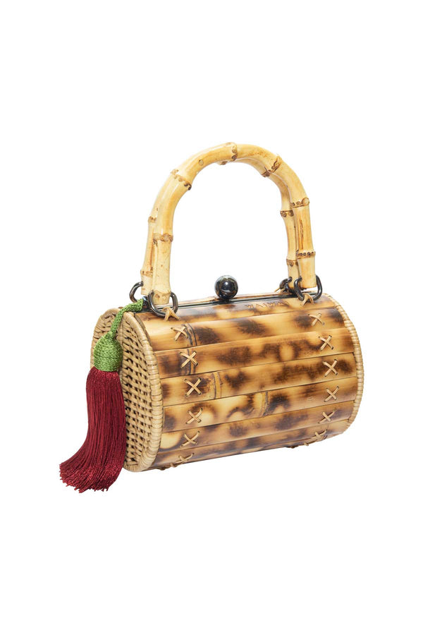 Alix Bamboo Bag with Red Tassel