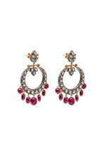 Load image into Gallery viewer, Diamond &amp; Ruby Hoop Earrings