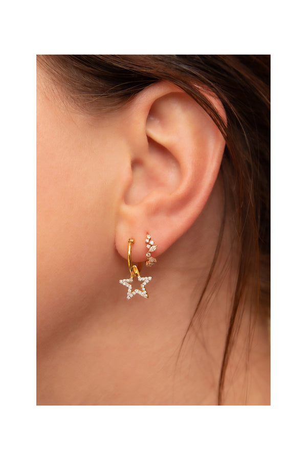 Sirius Star Hoop  Diamond Earrings