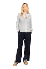 Load image into Gallery viewer, Classic Silk Joggers - Navy With Pink &amp; White Stripe