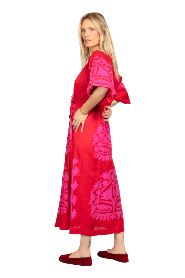 Shalimar Dress - Red & Fuchsia