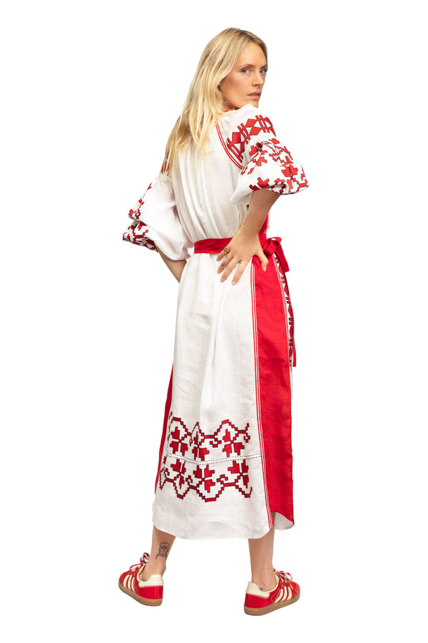 Tree Of Life Dress - Red & White