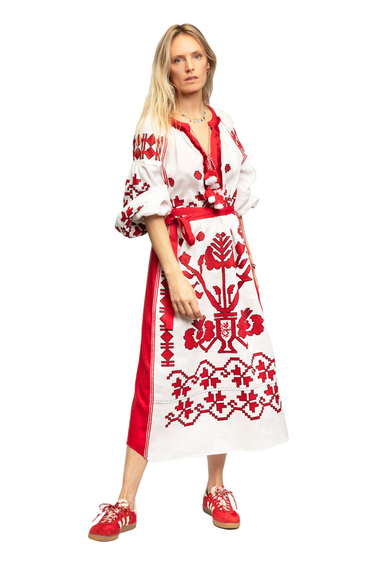 Tree Of Life Dress - Red & White