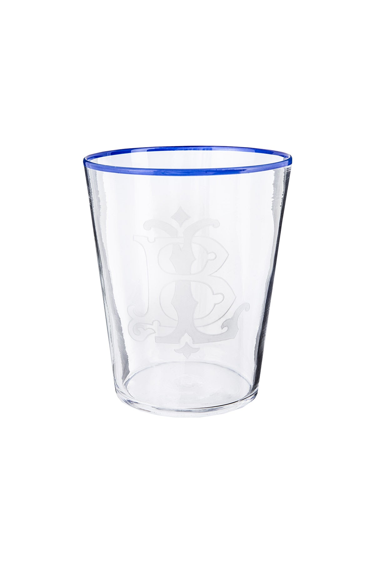 Vaso Glass - Crystal With Blue Rim