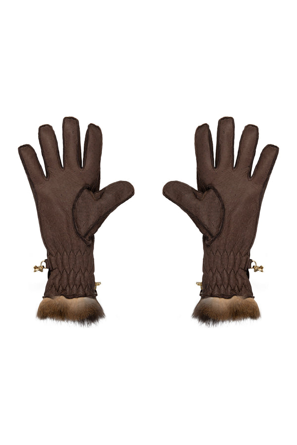Men's Peccary Ski Gloves - Brown