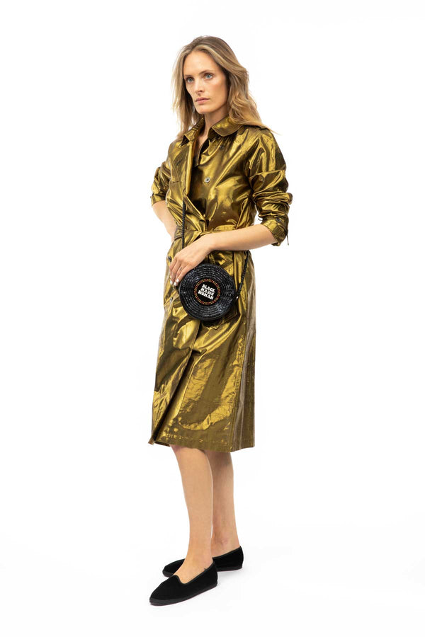 Metallic Silk Trench - Gold