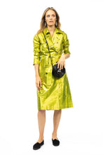 Load image into Gallery viewer, Metallic Silk Trench - Green Gold