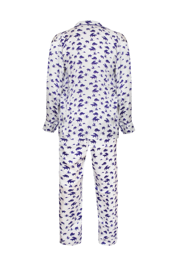 Naughty Print Silk Pyjamas - Blue