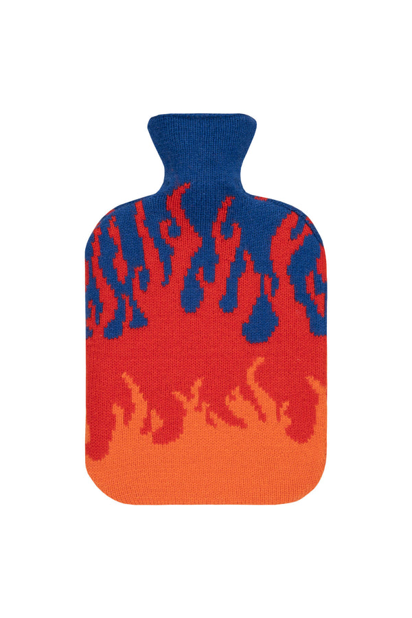 Flames Hot Water Bottle Cover - Blue