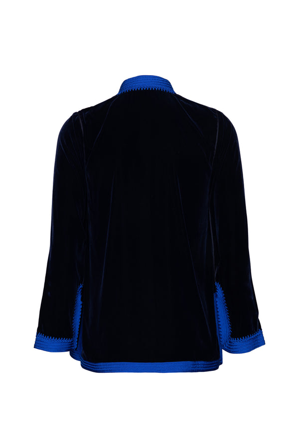 Women's Moroccan Velvet Jacket - Dark Blue