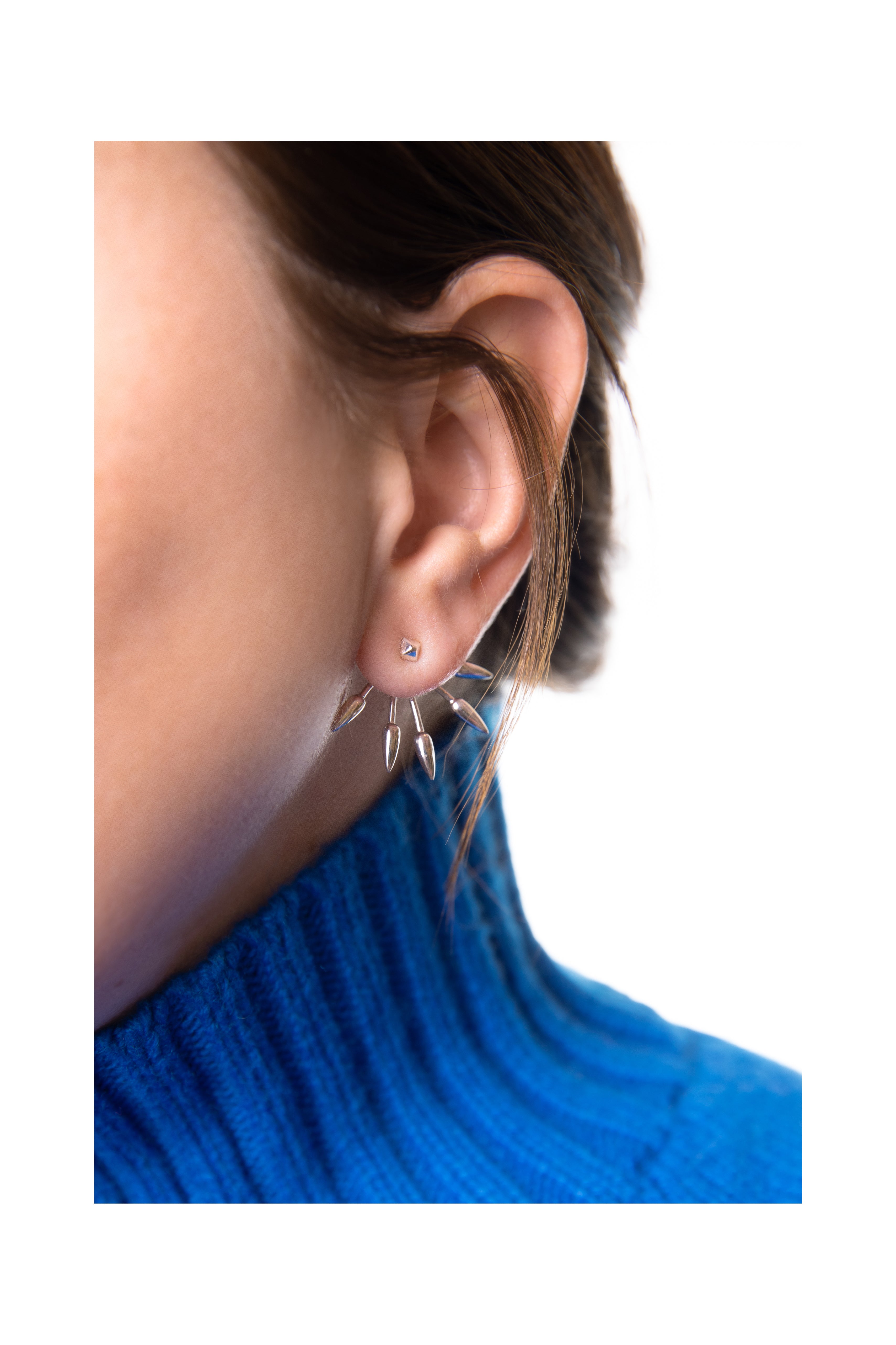Five Spike Earrings - Silver