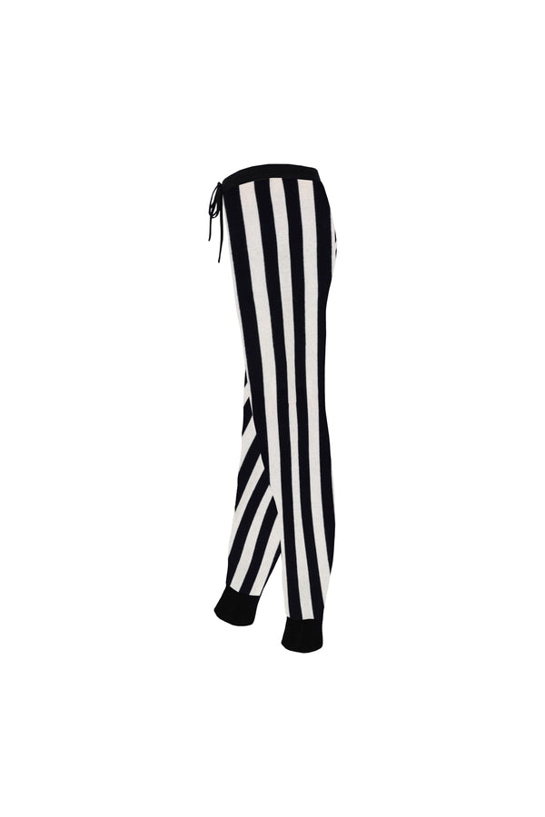 Leonis Black & White Stripe Cashmere Trouser