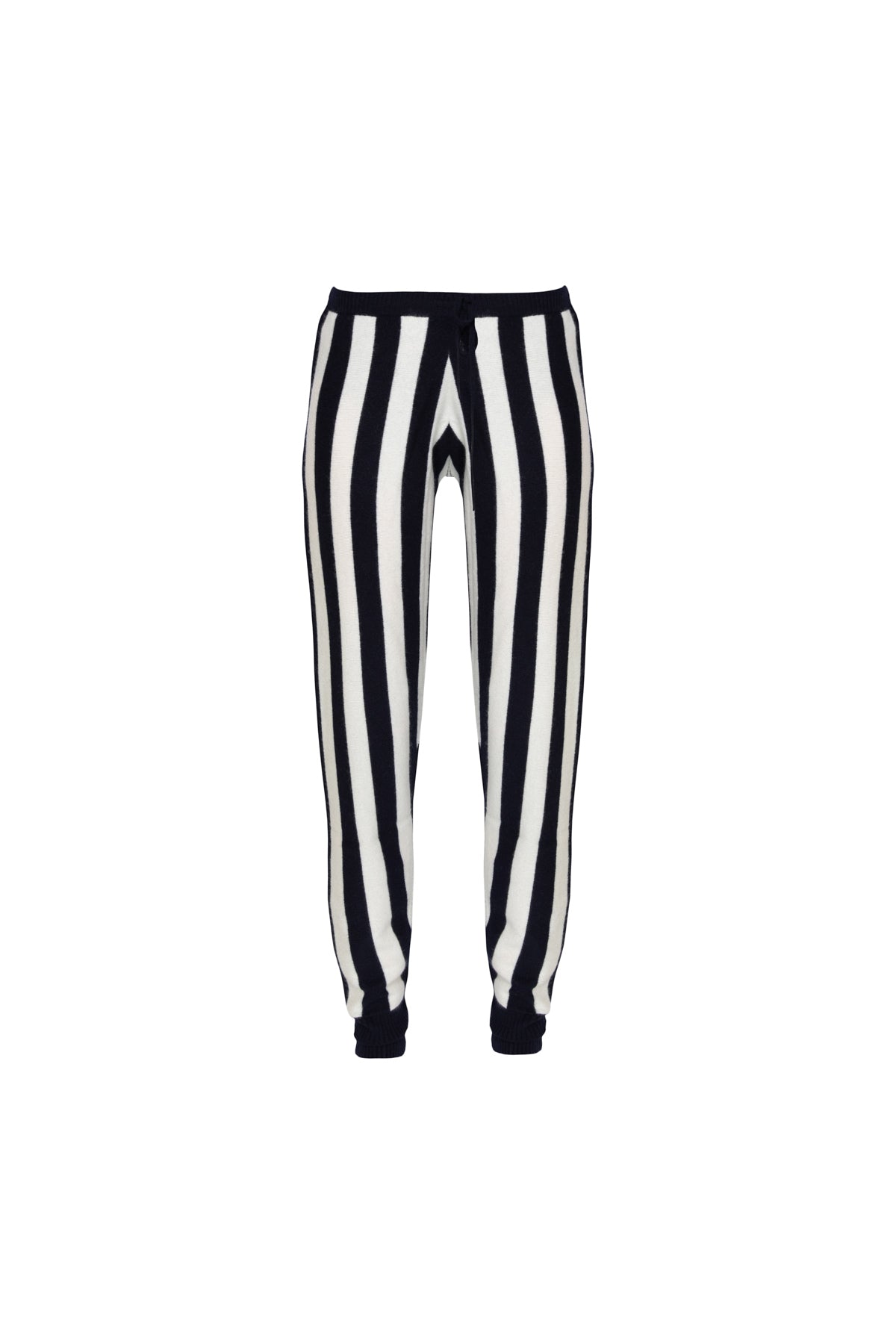 Leonis Black & White Stripe Cashmere Trouser