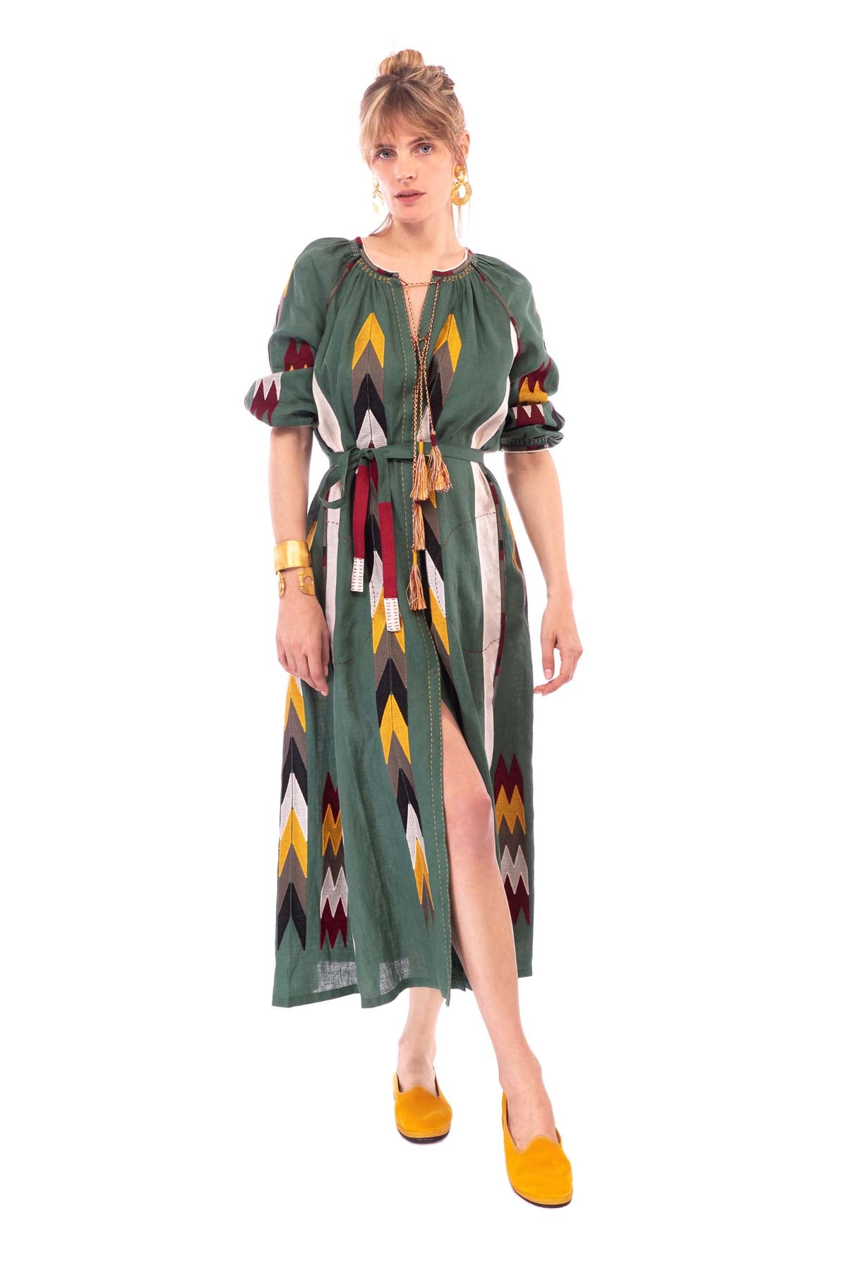 Arizona Embroidered Dress - Emerald