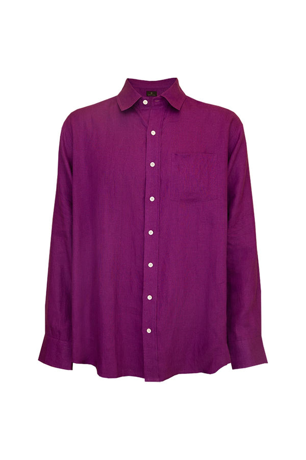 Classic Linen Shirt - Purple