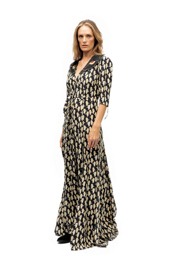Panther Print Silk Dress - Long