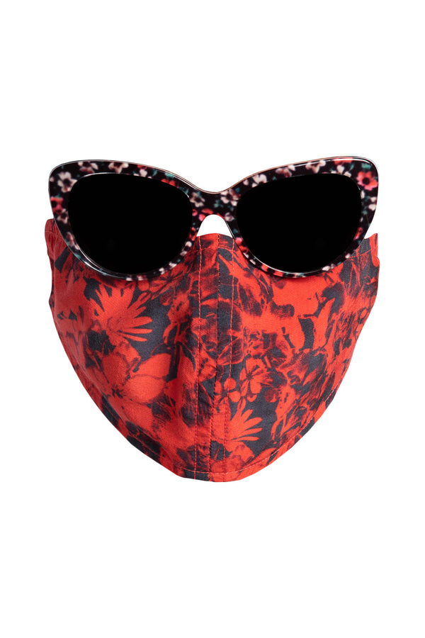 Silk Face Mask - Red Floral
