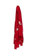 Load image into Gallery viewer, Elephant Embroidered Pashmina - Red &amp; Grey