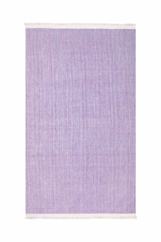Herringbone Cashmere Blanket - Purple & White