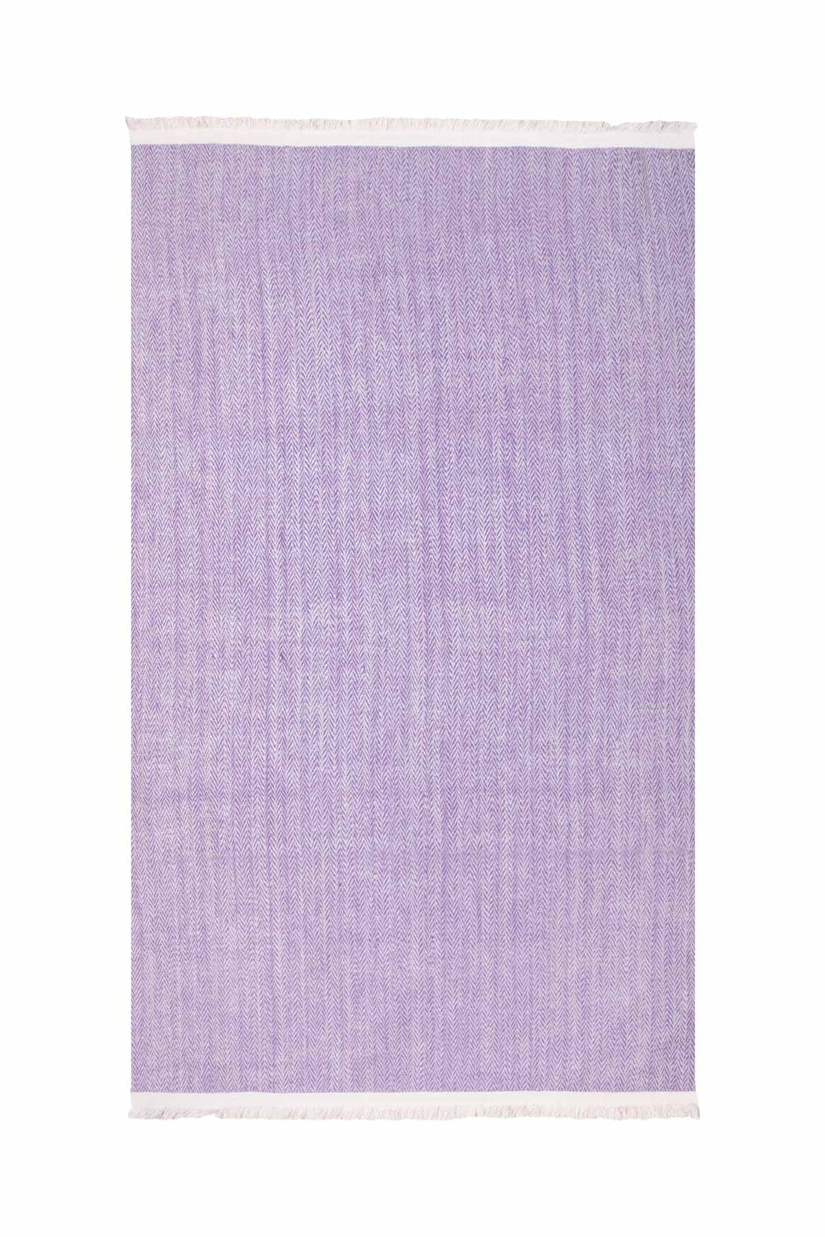 Herringbone Cashmere Blanket - Purple & White