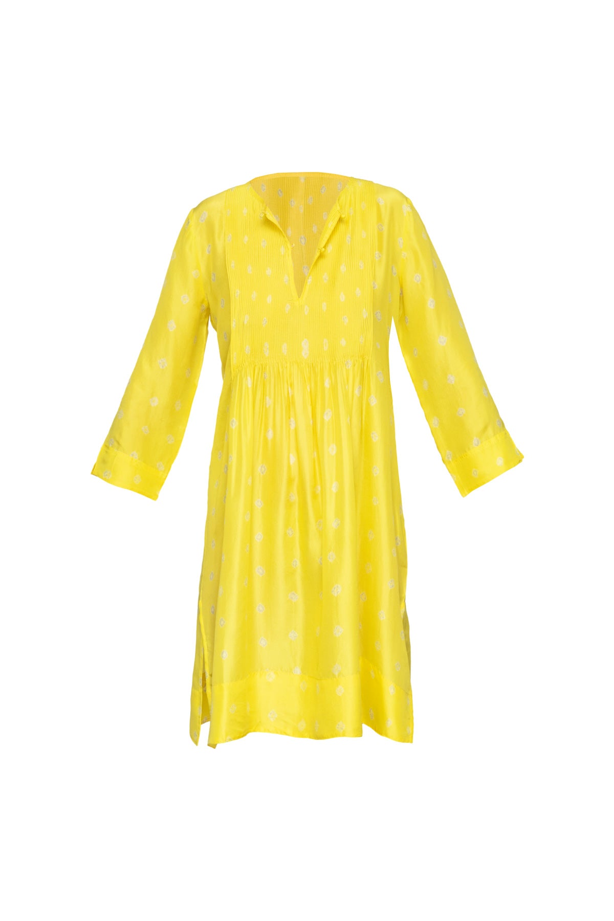Heidi Silk Short Dress - Lemon