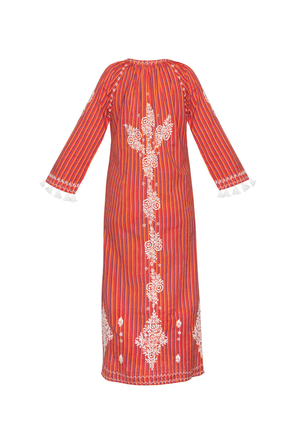 Berber Cotton Dress - Mandarin Stripes